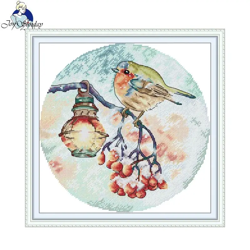 Embroidery Artist - ชุดปักครอสติช Joy Sunday ลายนกแดงท้อง ผ้าปักลายพิมพ์พร้อมเส้นด้าย 16CT