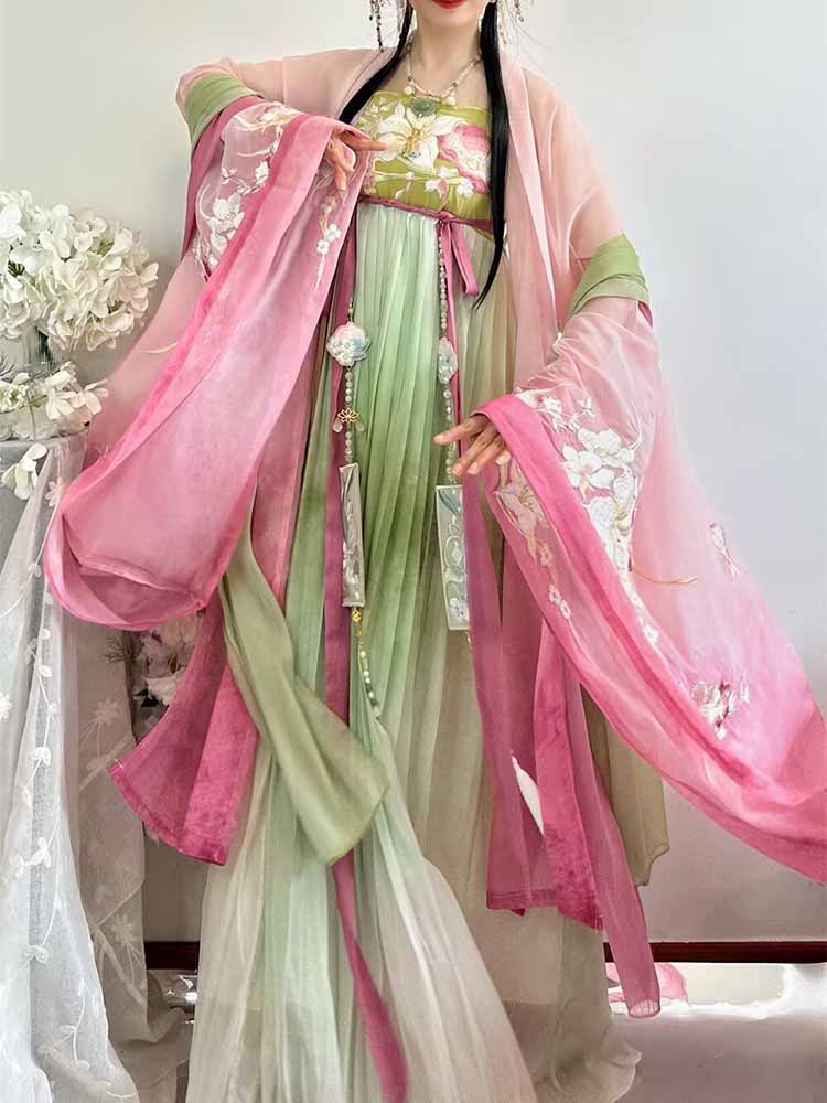 Embroidery Style - ชุดการแสดงบนเวทีสำหรับผู้หญิง ชุดแฟนซีฮาโลวีน ชุดแต่งกายปักลายฮันฟู ชุดงานเลี้ยง ชุดสไตล์จีนปรับปรุงใหม่