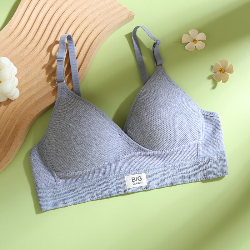 Embroidery Ai - เสื้อชั้นในผ้าฝ้ายสไตล์ฝรั่งเศสสำหรับฤดูร้อน แบบบาง ยกกระชับ ไม่มีโครง ใส่สบาย รองรับด้านข้าง