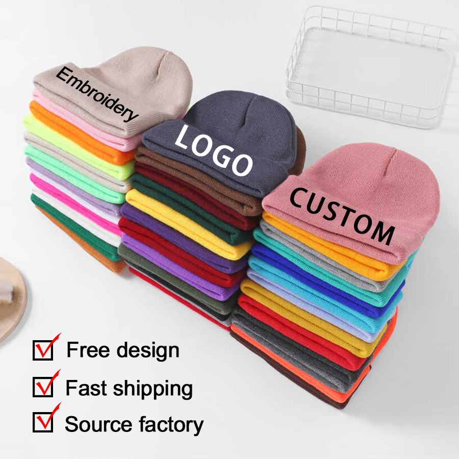 Embroidery Name Designs - การออกแบบเย็บปักถักร้อยที่กําหนดเองโลโก้ข้อความชื่อ Beanies หมวกสําหรับผู้ชายผู้หญิงฤดูหนาวที่อบอุ่นถักหมวกหมวกขายส่ง Dropshipping