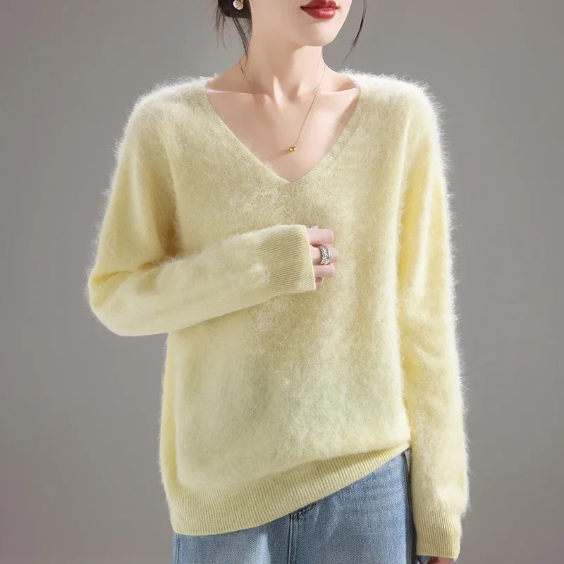 Embroidery Knit - เสื้อสเวตเตอร์ขนแกะเมอริโนแท้ 100% สำหรับผู้หญิง ปี 2025 แบบถักหนา
