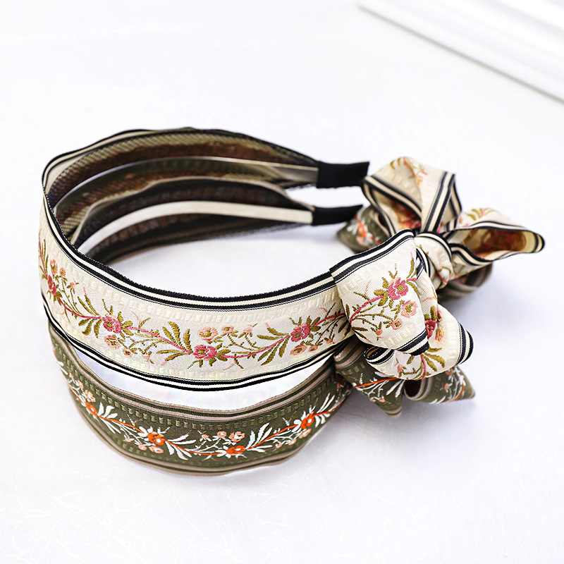 Embroidery Knot - ประณีต Retro พิมพ์เย็บปักถักร้อยแถบคาดศีรษะ Knot Head Wrap