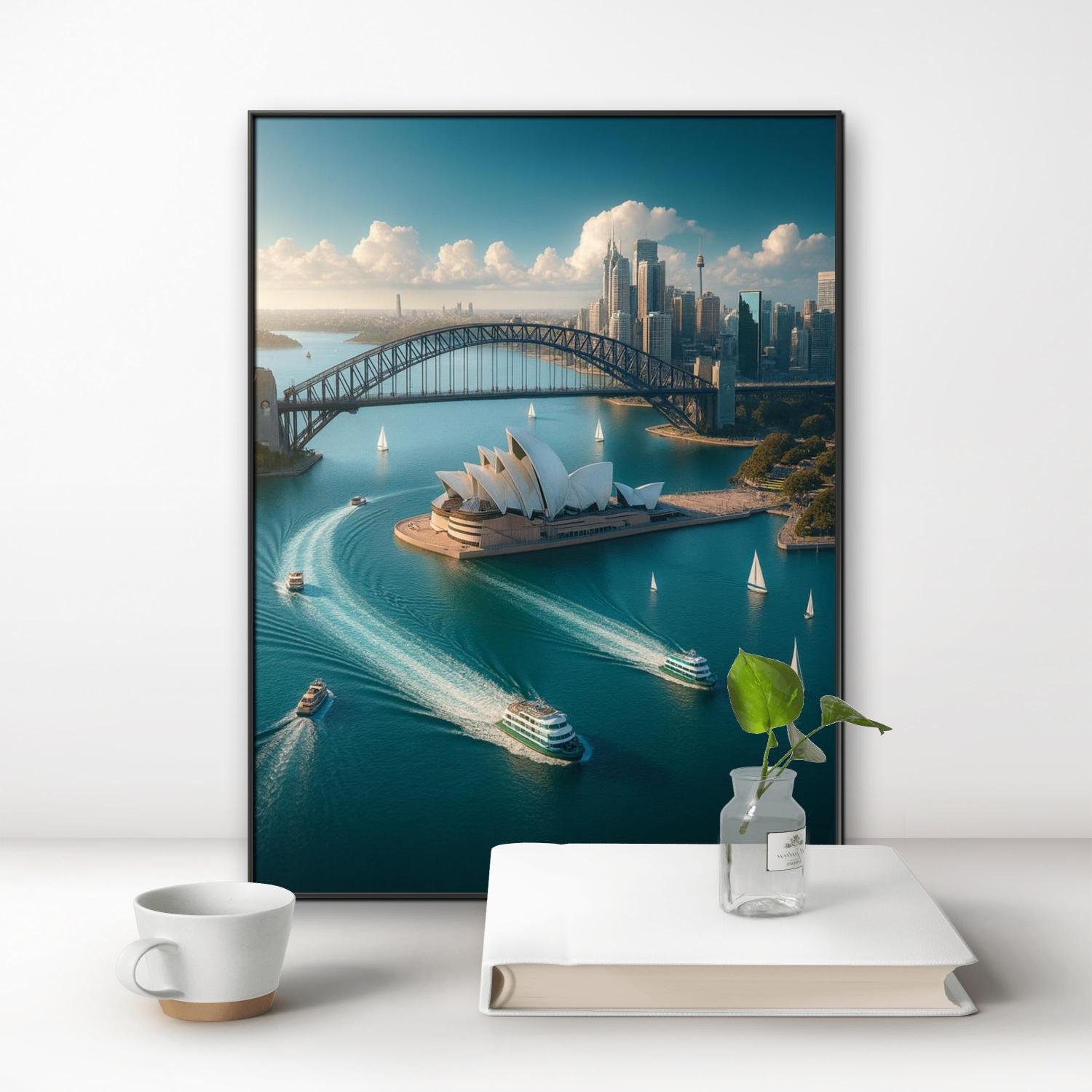 Embroidery In Australia - ภาพวาดเพชร 5 มิติ ความละเอียดสูง สมจริง รูปอาคารโอเปร่า
