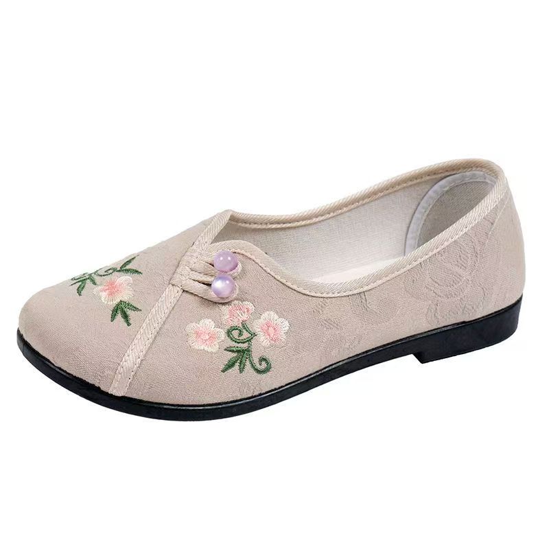 Embroidery Shoes - รองเท้าผู้หญิงสไตล์จีน พื้นเรียบ ปักลาย | รองเท้าผ้าสำหรับฤดูใบไม้ผลิและฤดูใบไม้ร่วง พื้นนุ่ม