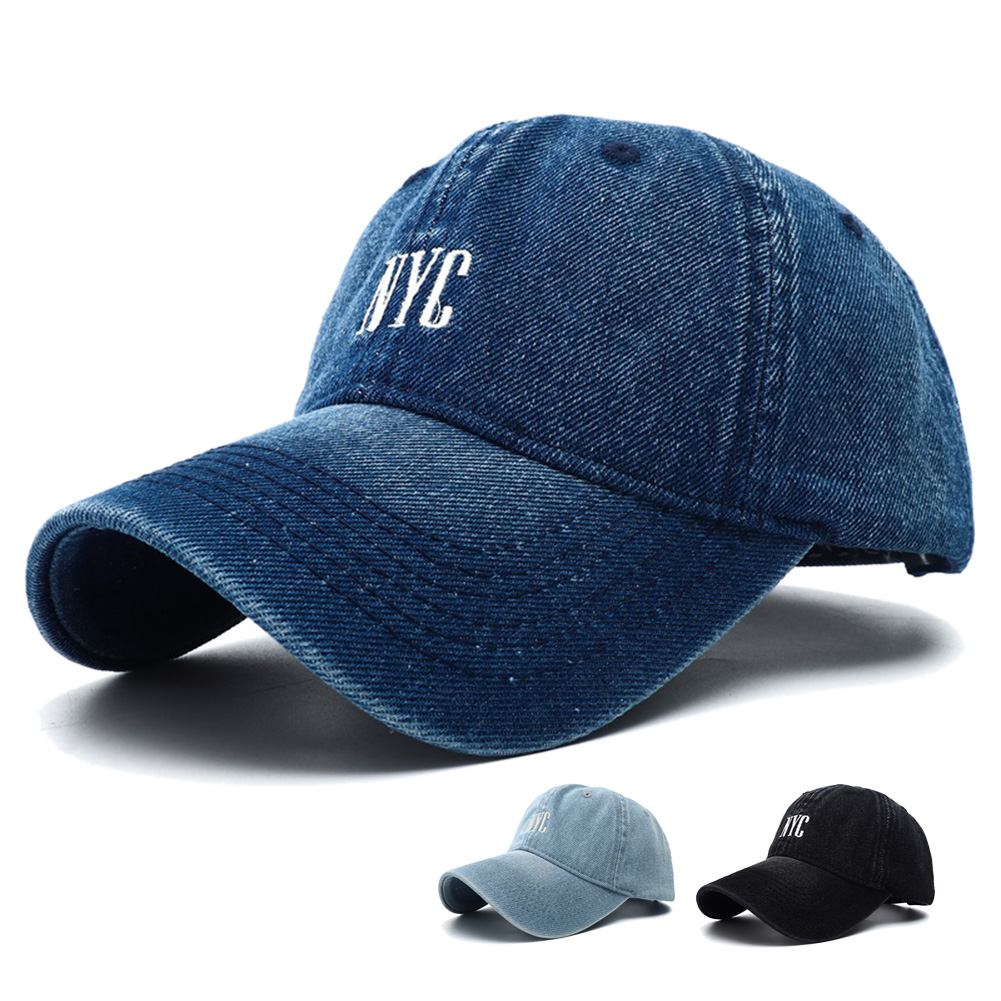 Embroidery Nyc - หมวกเบสบอลยีนส์วินเทจปักลาย NYC แบบยูนิเซ็กซ์ ปรับขนาดได้ ป้องกันแสงแดด สำหรับผู้ชายและผู้หญิง
