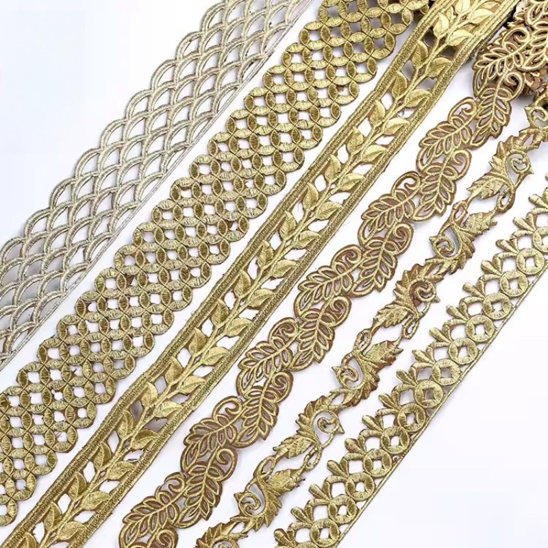Embroidery Gold - ลายปักขอบสีทองเงินใหม่ สวยงาม สำหรับตกแต่งชุดแต่งงาน ชุดแสดง ชุดแฟนซี และเครื่องประดับ