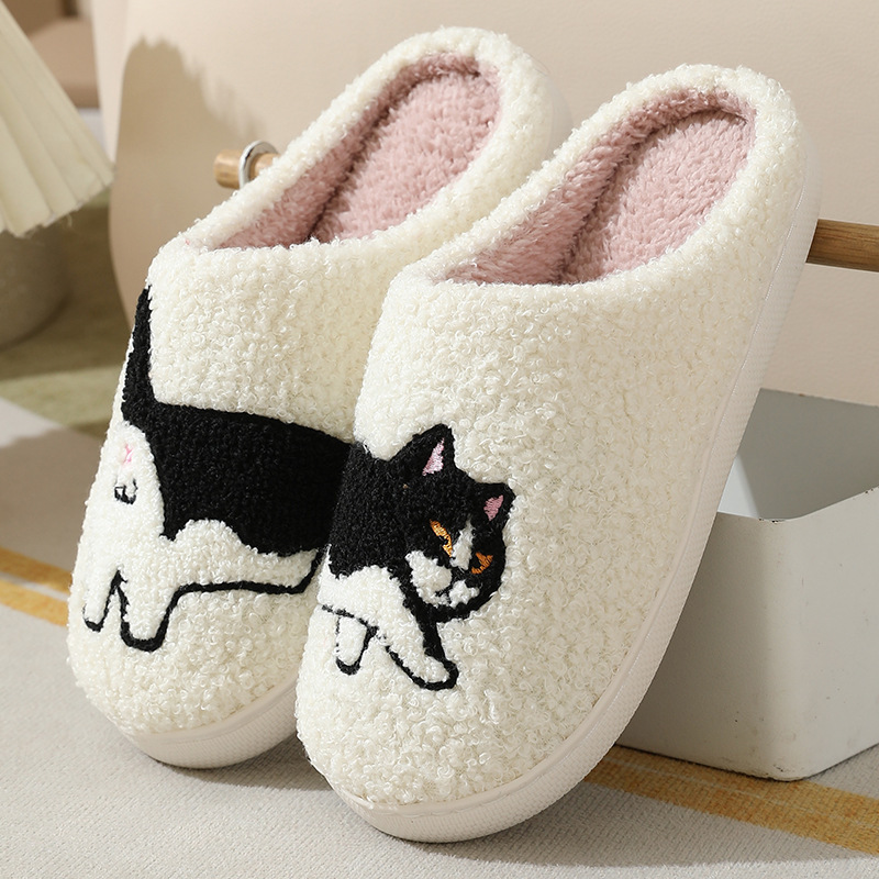 Embroidery Shoes - รองเท้าแตะบ้านปักลายดัชชุนด์น่ารักสำหรับฤดูหนาว ผ้าพลัฌอย่างดี เสียงเงียบ อุ่นสบาย กันลื่น เหมาะสำหรับใส่ในบ้าน