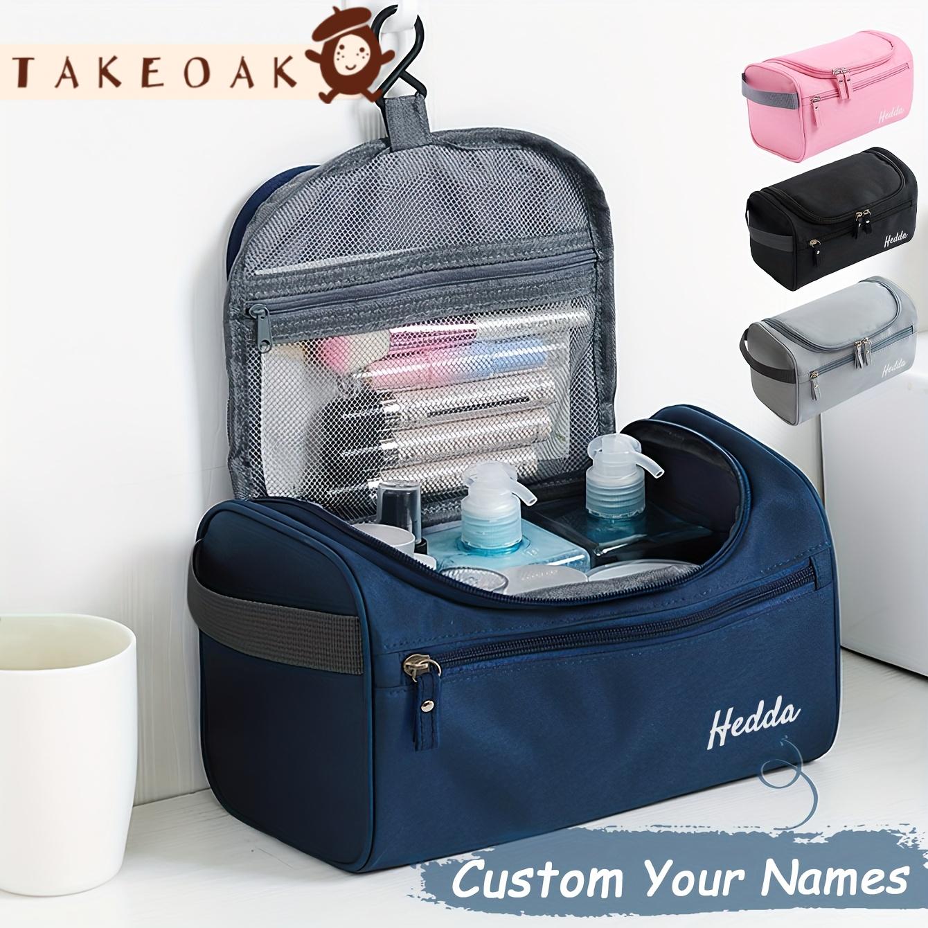 Embroidery Name Designs - กระเป๋าใส่เครื่องสำอางแบบแขวน ปักชื่อได้ วัสดุ Oxford กันน้ำ ของขวัญส่วนตัวสำหรับผู้ชายและผู้หญิง
