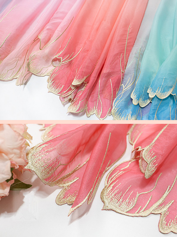 Embroidery Gradient - เย็บปักถักร้อยสีเขียวสีฟ้าGradientสีผ้านุ่มDIY Hanfuเสื้อตุ๊กตาผ้า (ซ่อมขอบผ้าด้วยตัวเอง)