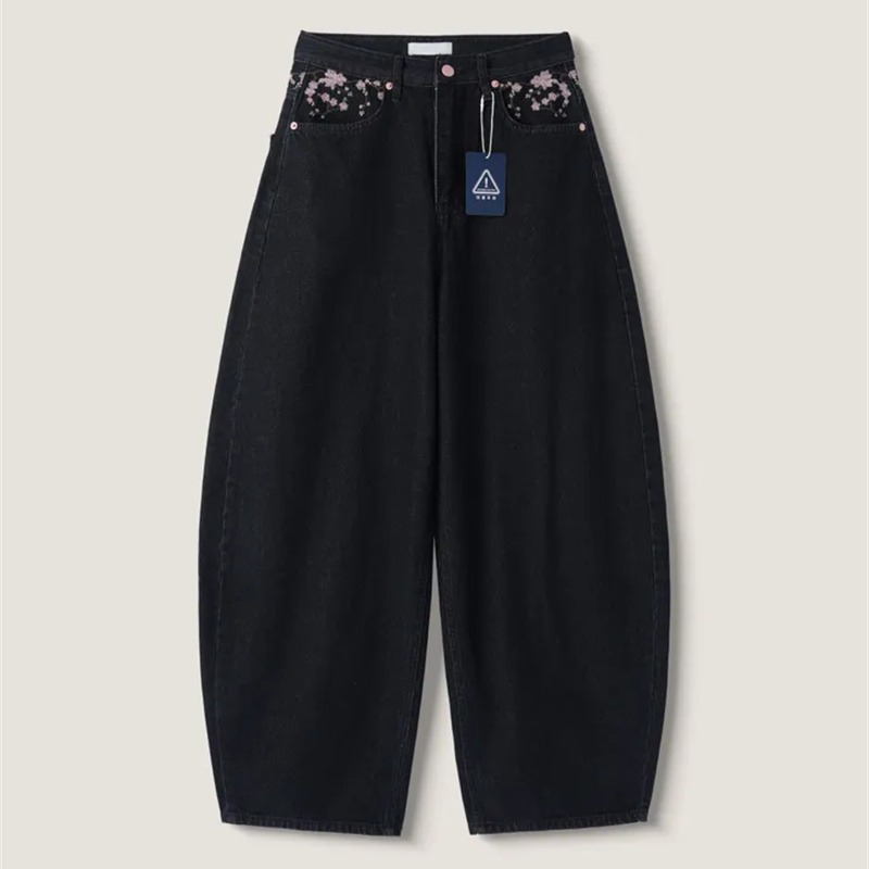 กางเกงยีนส์ทรงหลวมปักลายซากุระ - Embroidery Jeans Sakura บทวิจารณ์และราคา