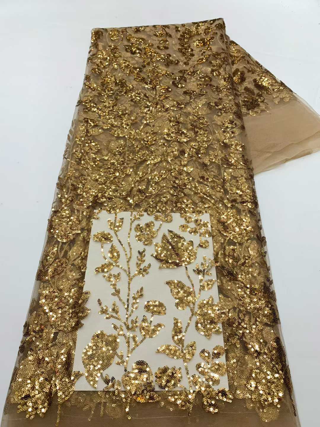 ผ้าลูกไม้แอฟริกันประดับเลื่อม  - Embroidery Net Fabric บทวิจารณ์และราคา