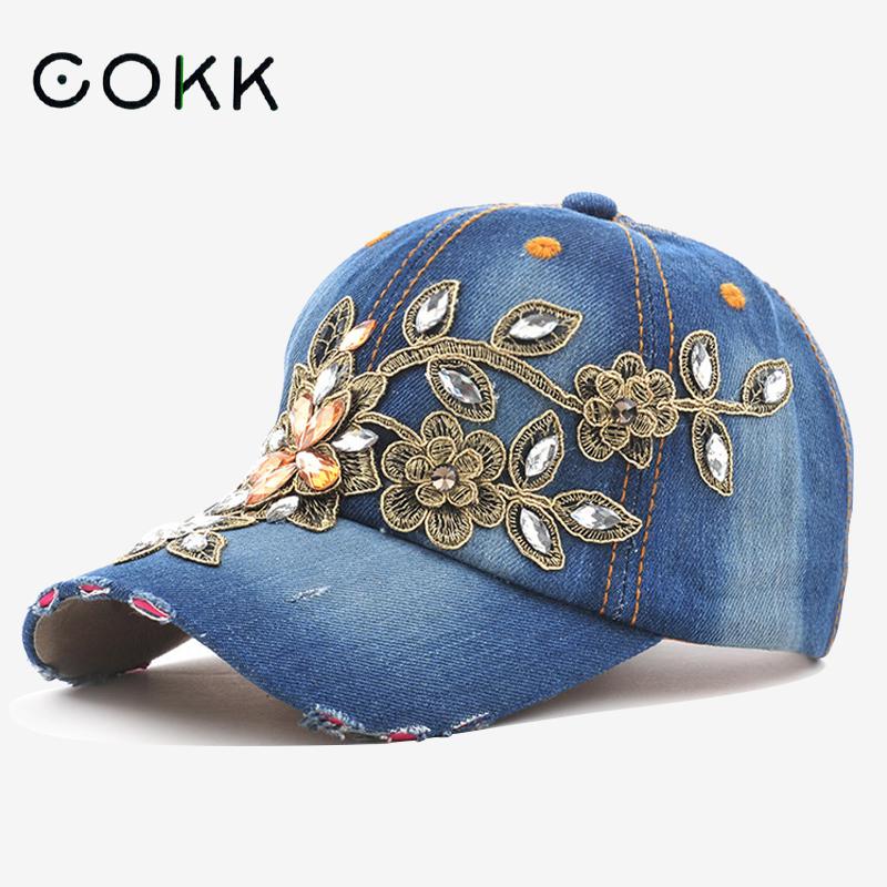 COOK ผู้หญิงเบสบอลหมวกเพชรภาพว - Embroidery Jeans Sakura บทวิจารณ์และราคา