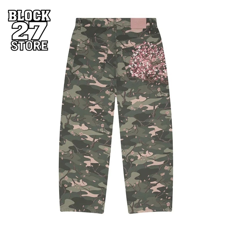 กางเกงยีนส์ผู้ชาย Y2K ลายปักซา - Embroidery Jeans Sakura บทวิจารณ์และราคา