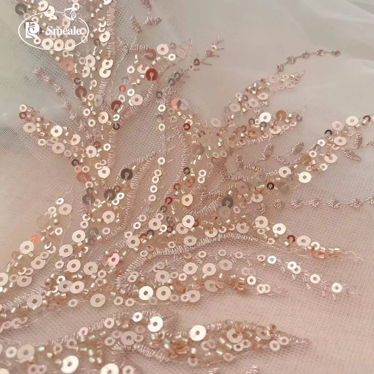 ลูกไม้ปักลายดอกไม้สีโรสโกลด์ปร - Embroidery Gold บทวิจารณ์และราคา