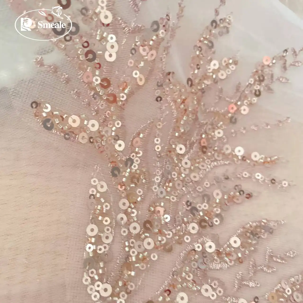 ลูกไม้ปักลายดอกไม้สีโรสโกลด์ปร - Embroidery Gold บทวิจารณ์และราคา