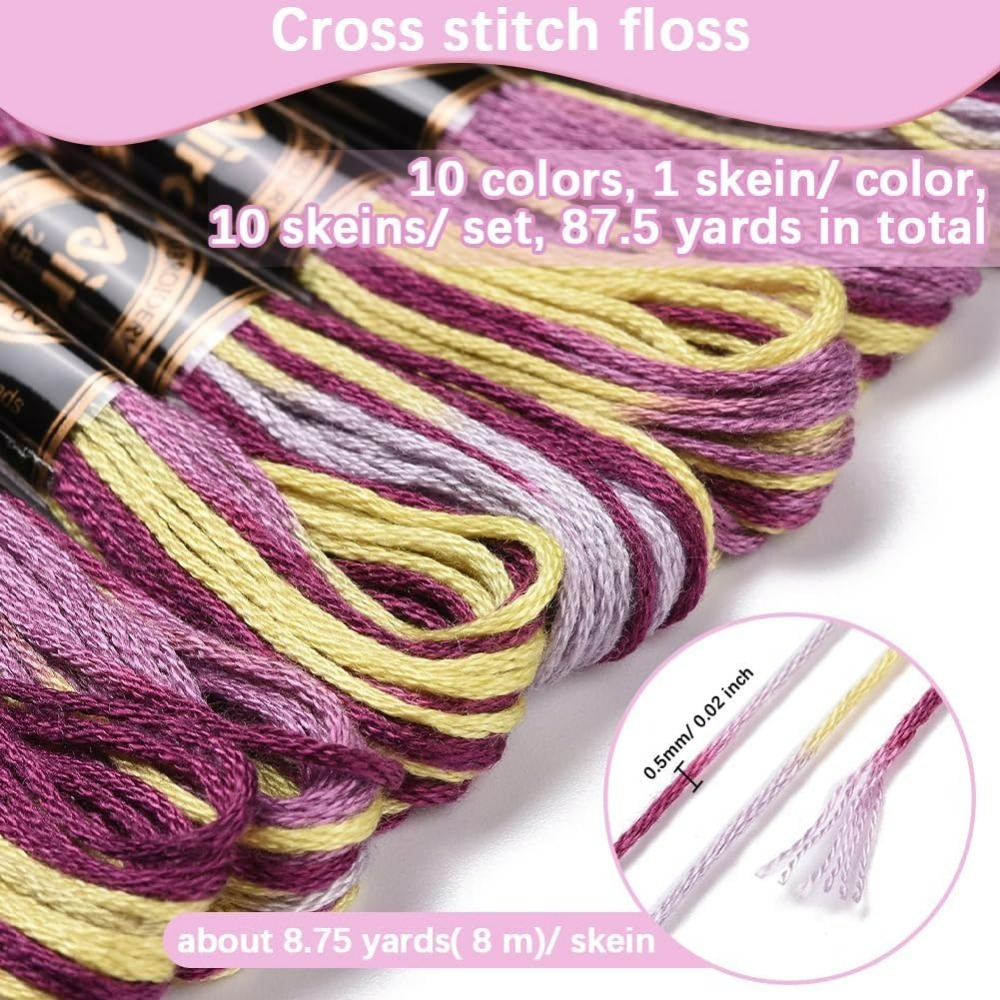 6 Strands สีม่วง Variegated เย - Embroidery Gradient บทวิจารณ์และราคา