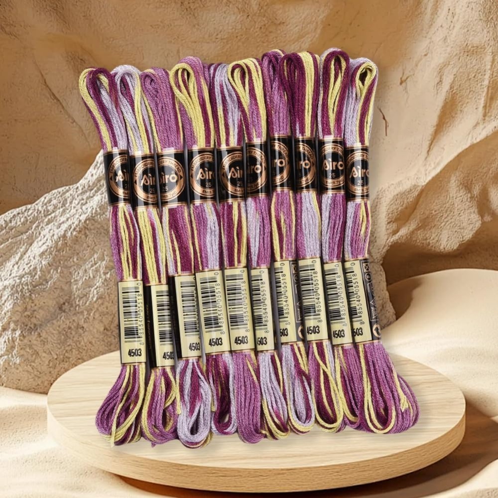6 Strands สีม่วง Variegated เย - Embroidery Gradient บทวิจารณ์และราคา