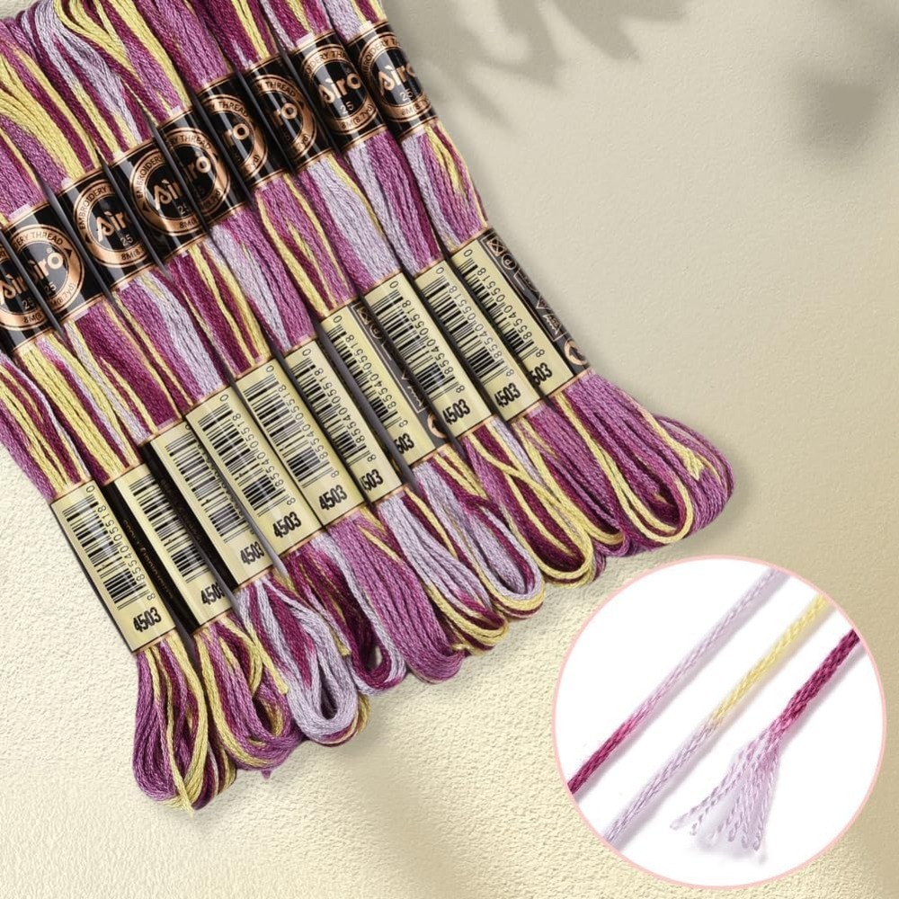 6 Strands สีม่วง Variegated เย - Embroidery Gradient บทวิจารณ์และราคา