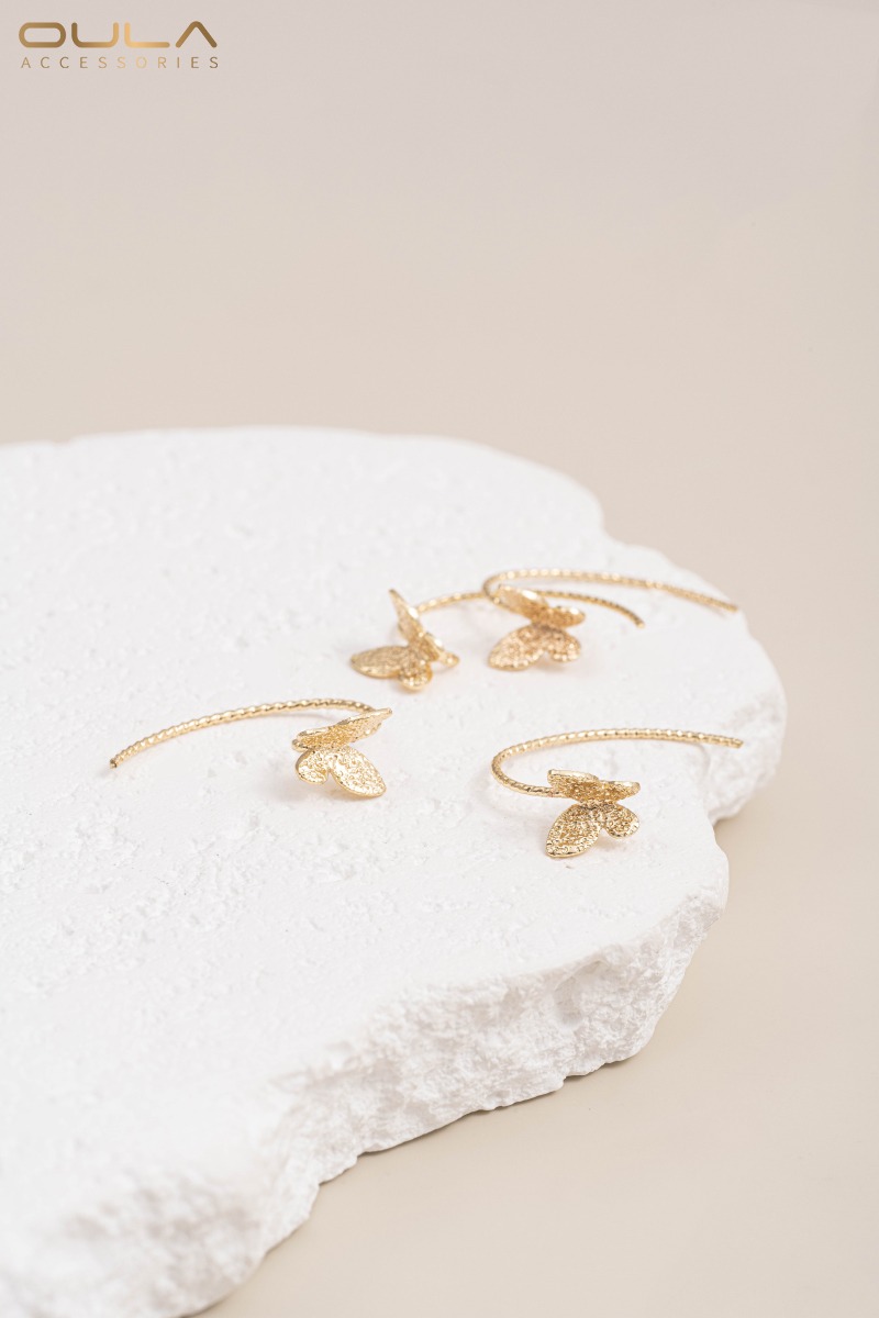 ตะขอเกี่ยวต่างหูแบบปักลายผีเสื - Embroidery Gold บทวิจารณ์และราคา