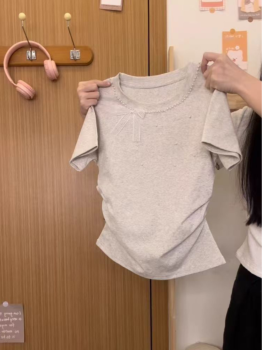 เสื้อยืดผู้หญิงคอกลมแขนสั้นสไต - Embroidery Knot บทวิจารณ์และราคา