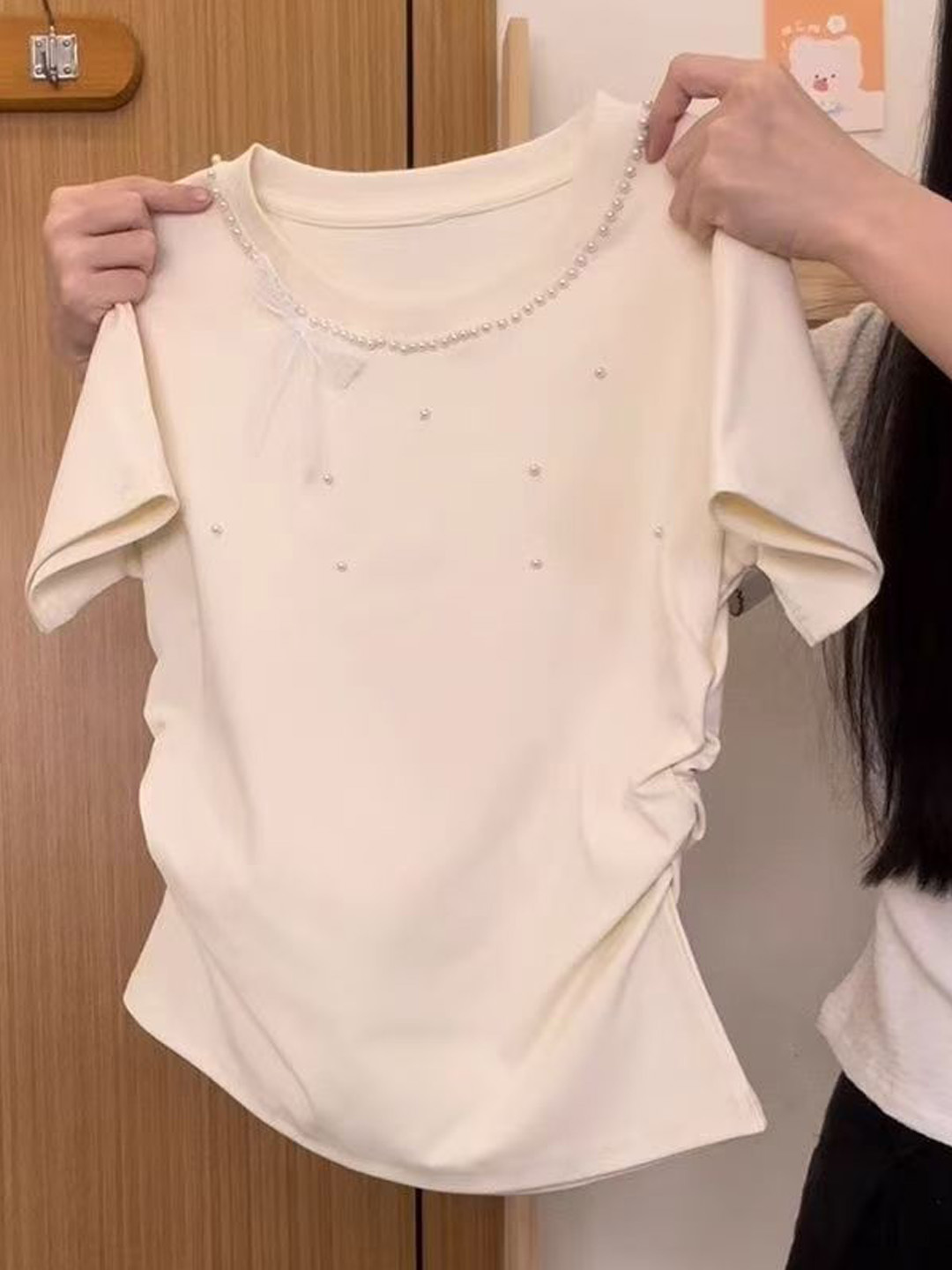 เสื้อยืดผู้หญิงคอกลมแขนสั้นสไต - Embroidery Knot บทวิจารณ์และราคา
