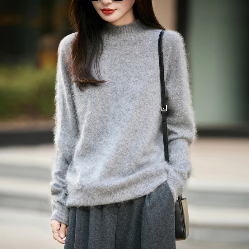 เสื้อสเวตเตอร์คอสูงขนฟูสำหรับผ - Embroidery Knit บทวิจารณ์และราคา