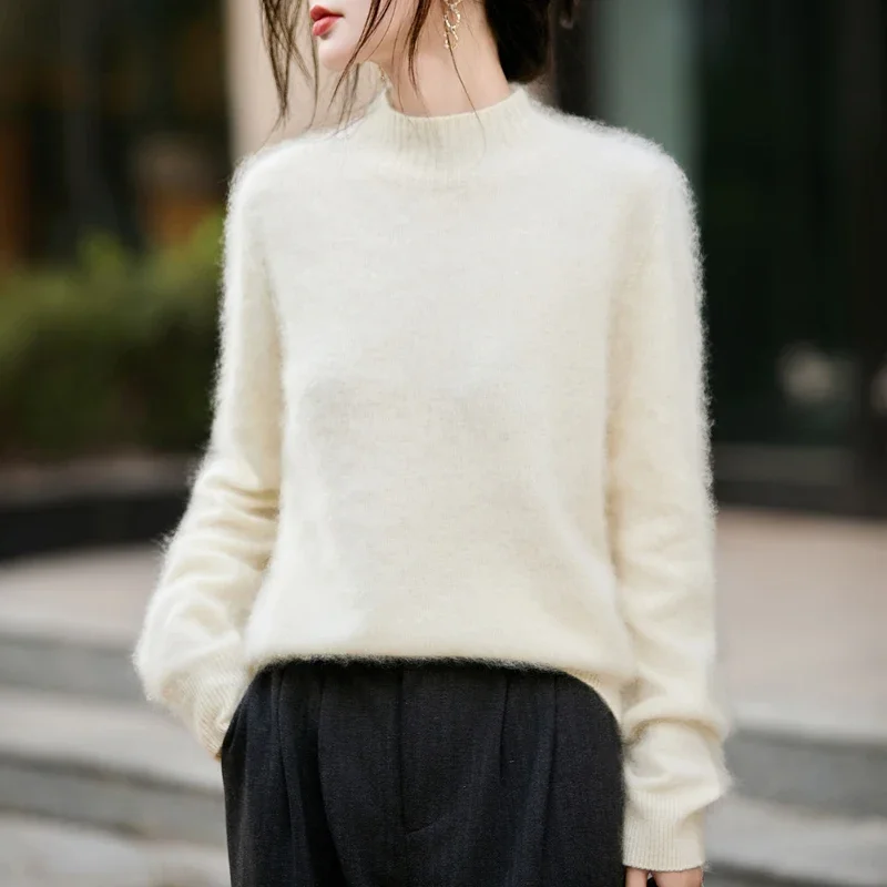 เสื้อสเวตเตอร์คอสูงขนฟูสำหรับผ - Embroidery Knit บทวิจารณ์และราคา
