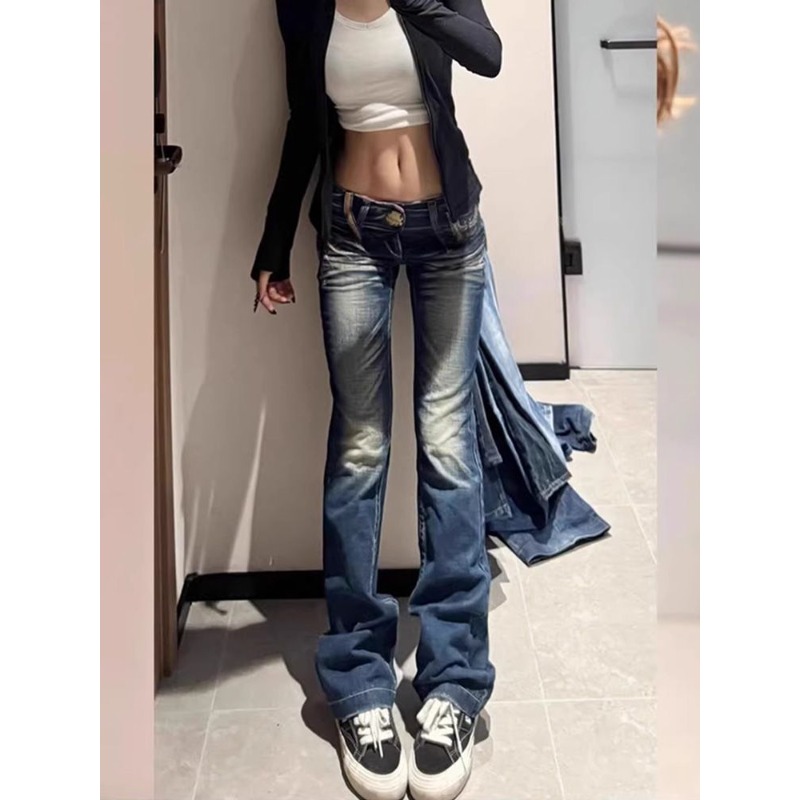 ฤดูร้อน Y2K แฟชั่น Retro Punk  - Embroidery Jeans Sakura บทวิจารณ์และราคา