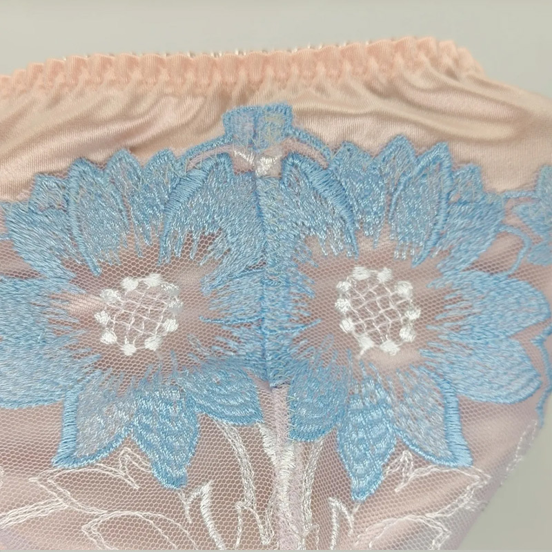 กางเกงในชายปักลายลูกไม้สีชมพูส - Embroidery Knit บทวิจารณ์และราคา
