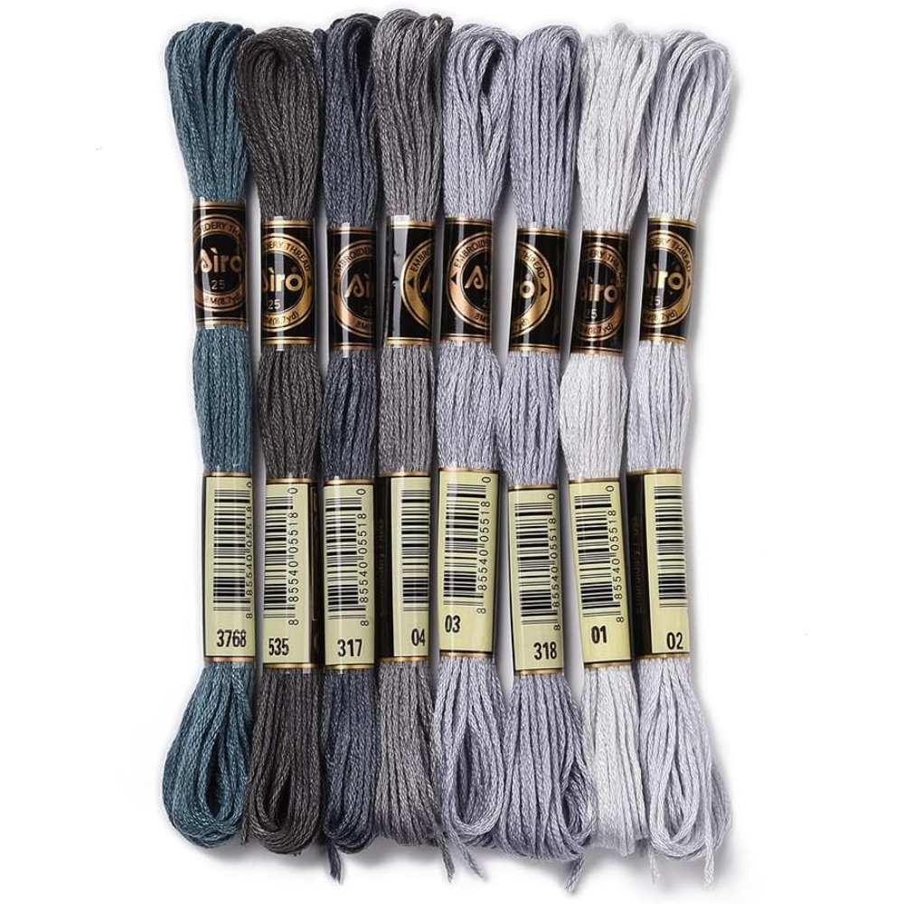 8 Skeins 70 หลาสีเทาสร้อยข้อมื - Embroidery Gradient บทวิจารณ์และราคา