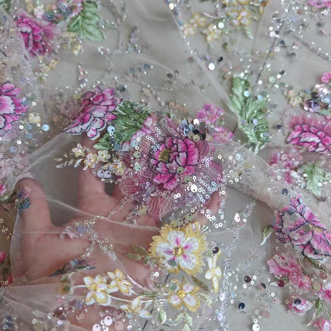 ผ้าลูกไม้ปักลายหรูหรา กว้าง 1  - Embroidery Gradient บทวิจารณ์และราคา