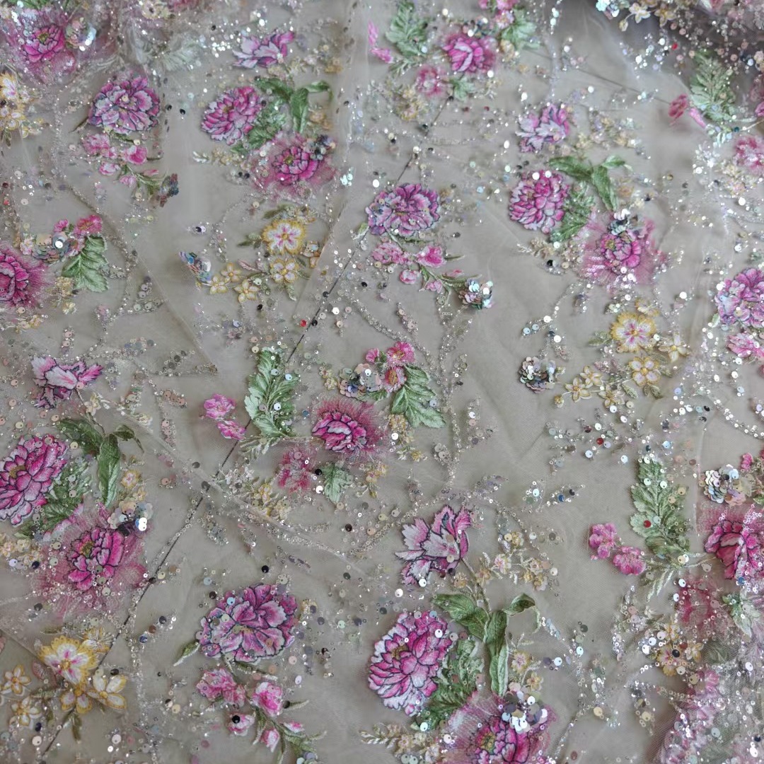 ผ้าลูกไม้ปักลายหรูหรา กว้าง 1  - Embroidery Gradient บทวิจารณ์และราคา