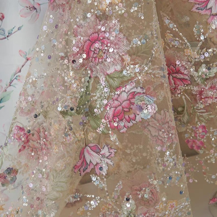 ผ้าลูกไม้ปักลายหรูหรา กว้าง 1  - Embroidery Gradient บทวิจารณ์และราคา