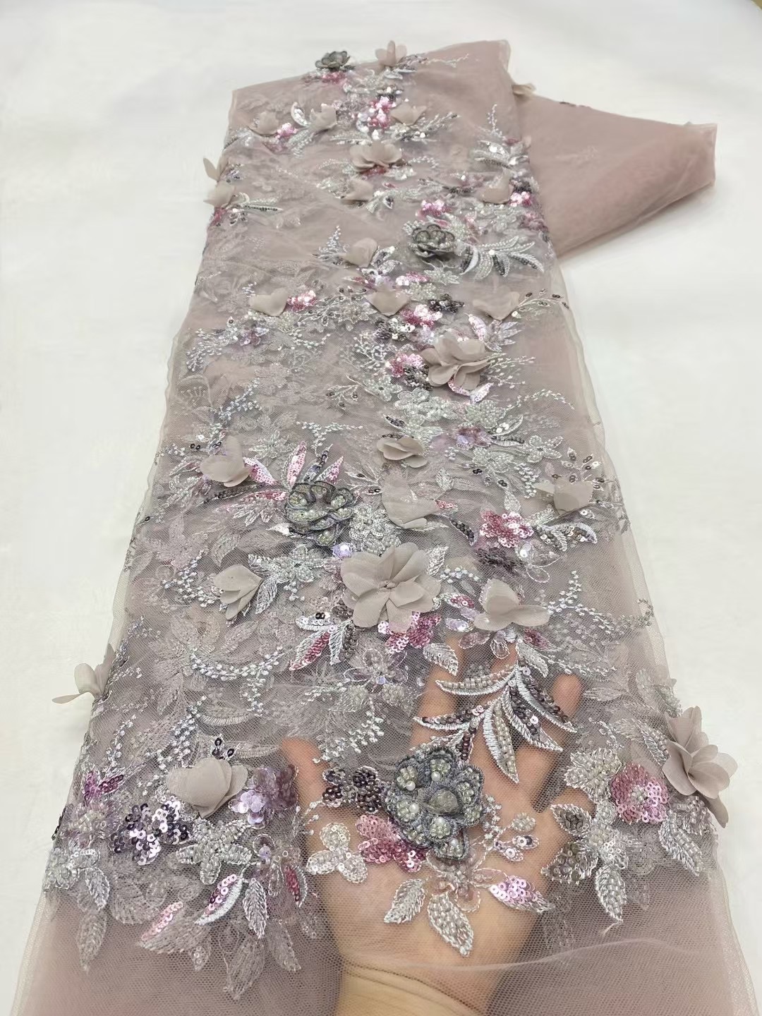 ผ้าลูกไม้ปักเลื่อมประดับด้วยลู - Embroidery Net Fabric บทวิจารณ์และราคา