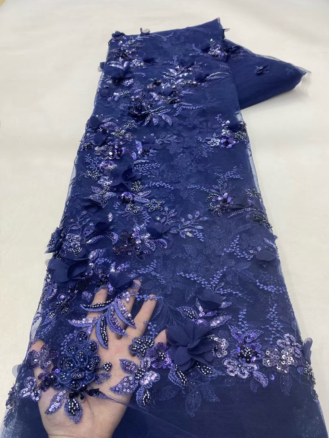 ผ้าลูกไม้ปักเลื่อมประดับด้วยลู - Embroidery Net Fabric บทวิจารณ์และราคา