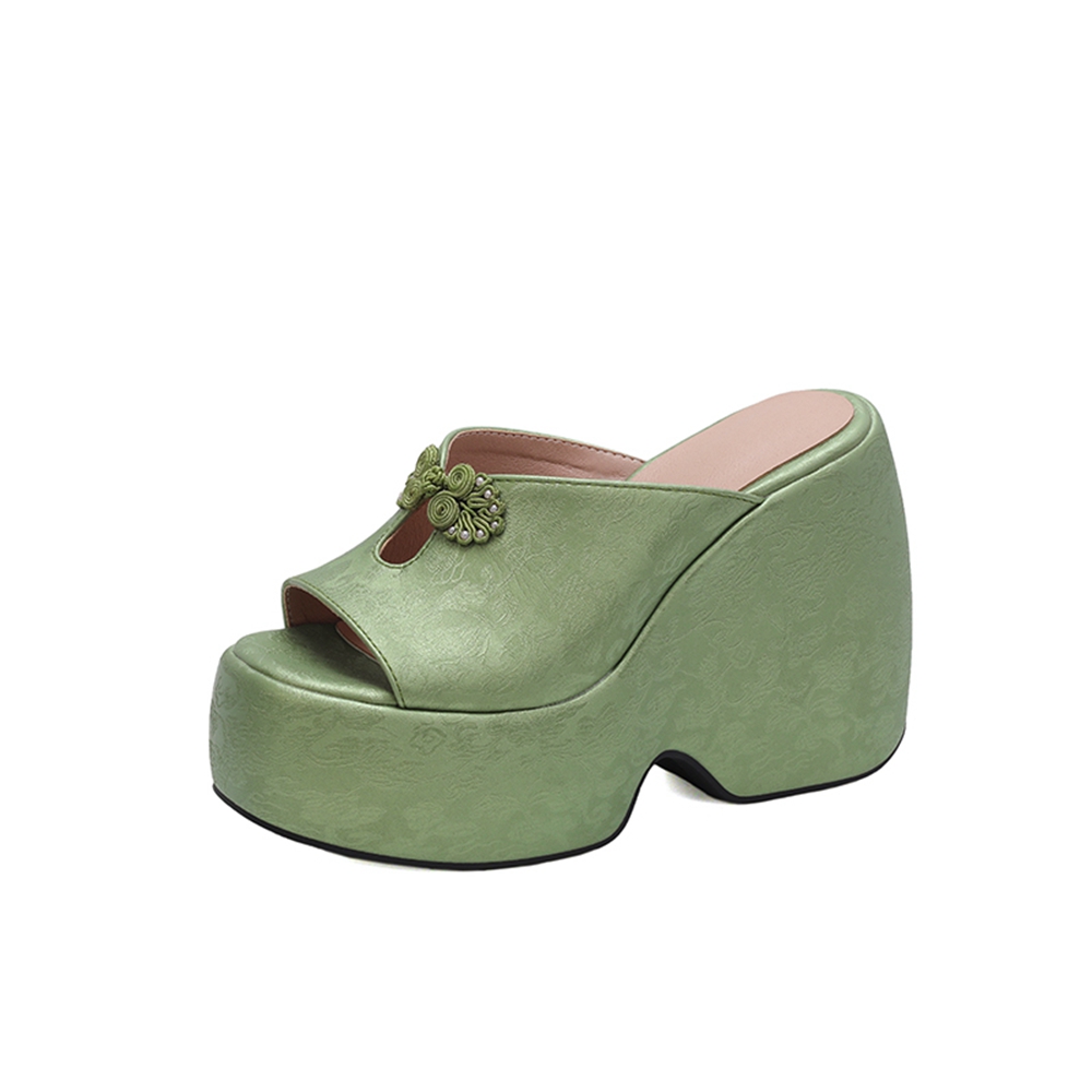 รองเท้าแตะส้นเตารีดสำหรับผู้หญ - Embroidery Ai บทวิจารณ์และราคา