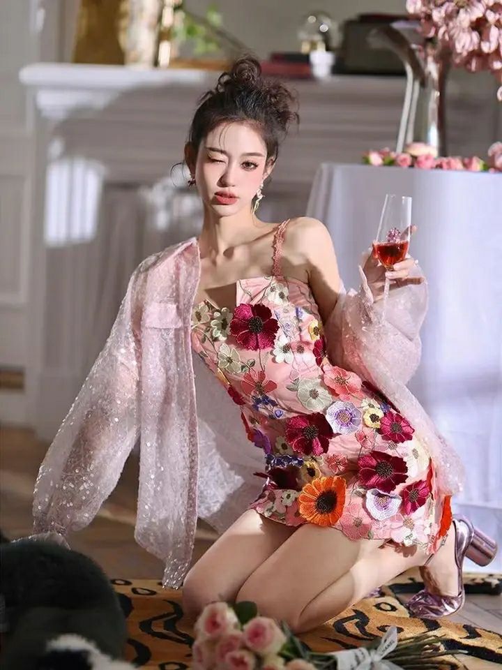 สีสัน 3D ดอกไม้ลูกไม้ผ้า DIY ช - Embroidery Net Fabric บทวิจารณ์และราคา