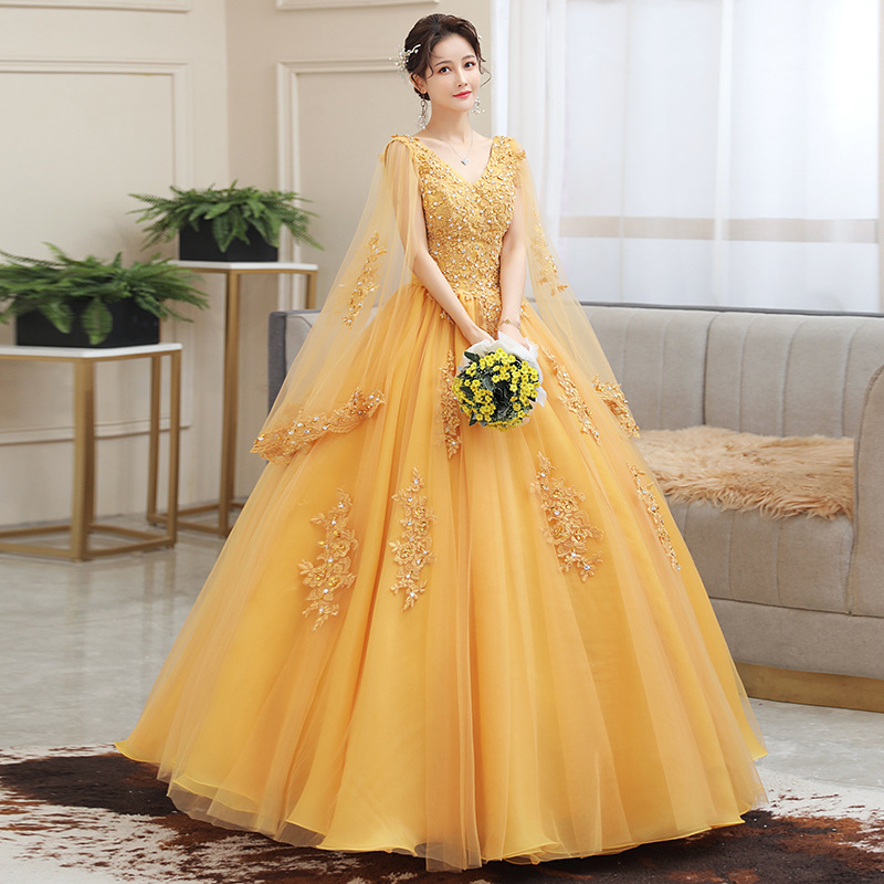 ชุดเดรสปักลายทองใหม่ ทรงยาวพอง - Embroidery Gold บทวิจารณ์และราคา