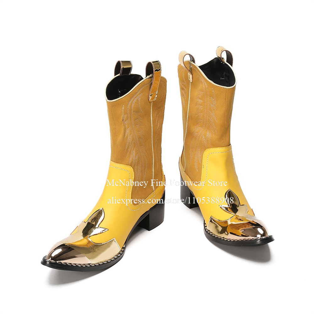 รองเท้าบูทคาวบอยหนังกลับสีเหลื - Embroidery Gold บทวิจารณ์และราคา